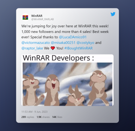 Tweet By Winrar