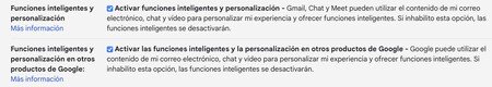 Opciones a activar
