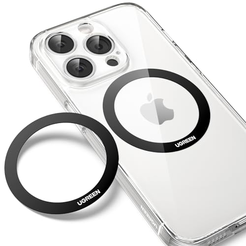 UGREEN Anillo Adaptador Magnético para Fijar al Soporte y Accesorios de MagSafe, Compatible con iPhone 15 14 13, Galaxy S23 S22 S21etc, 2 Piezas, Negro
