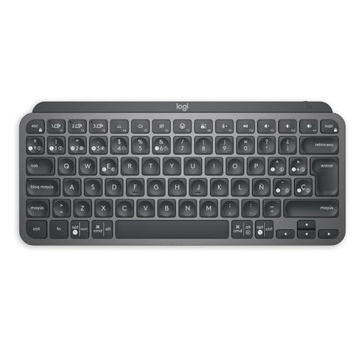 Logitech MX Keys Mini Teclado Inalámbrico Minimalista, Compacto, Bluetooth, Retroiluminado, USB-C, Compatible con Apple macOS, iOS, Windows, Linux, Android, de Metal, Color Grafite - QWERTY Español