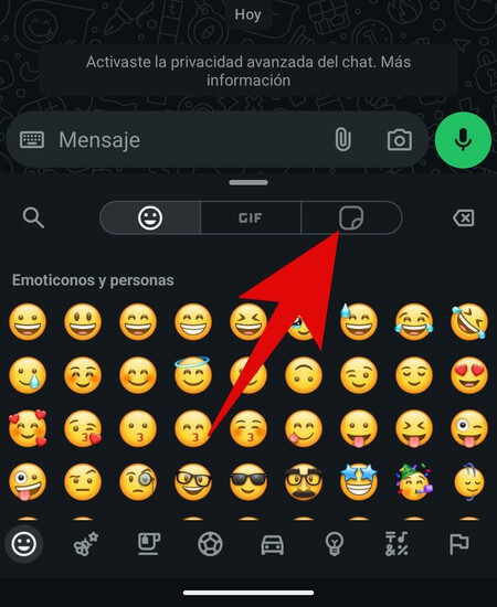 Abre Seccion Stickers